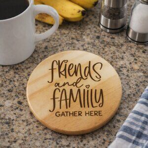 Custom Laser Engraved Wood Coasters - Set of 4 - Choose Family and Home Images